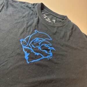 Pink Dolphin Graphic USA‎ T Shirt XL Black Blue Dolphins Print Short Sleeve Tee
